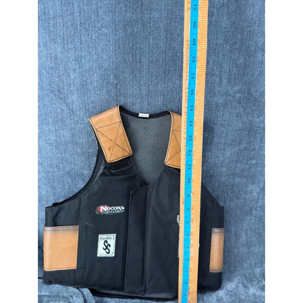 M&F Western Kids Rodeo Bull Rider Vest Large Black Nocona Cowboy Costume Adj